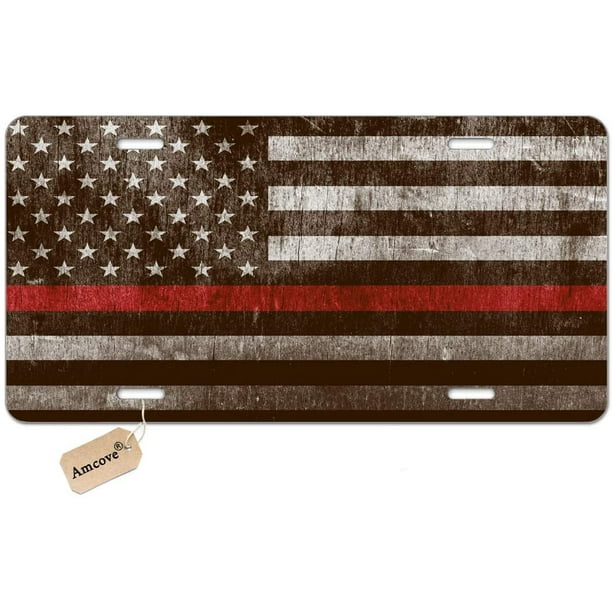 Police Blue Firefighter Red Thin line Novelty Metal License Plate Tag 6" x 12"